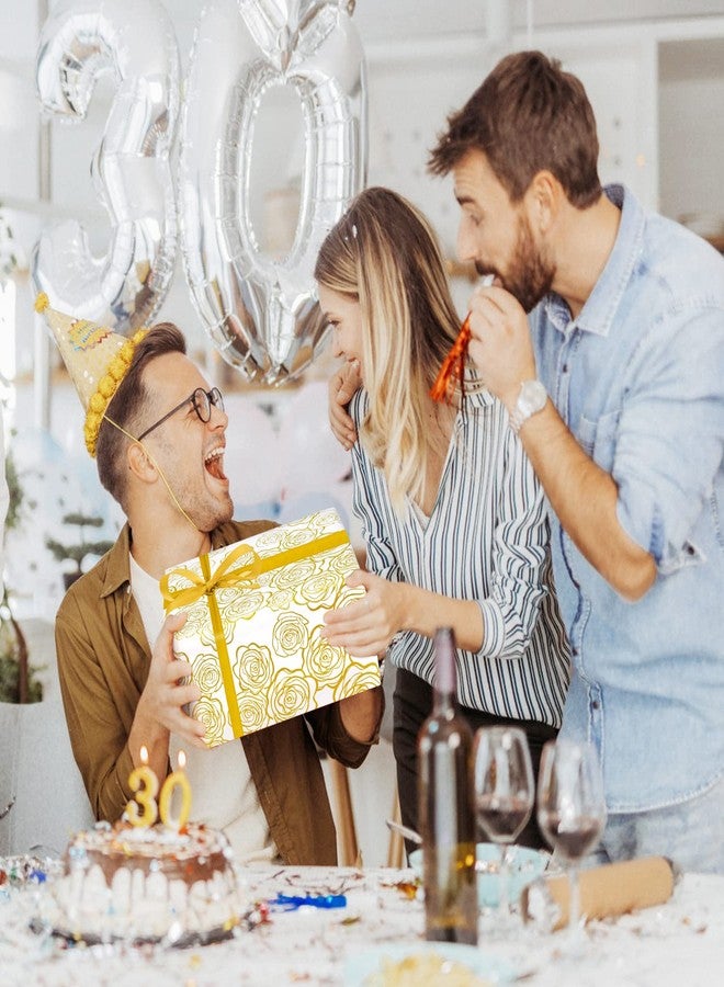 AirCool Wedding Wrapping Paper, 7 Sheets Golden Rose Pattern in White Art Paper with 1 Roll Gold Ribbon, 20 x 28 inch Per Sheet Folded Flat Gift Wrap for Weddings, Birthday, Baby Showers, Bridal Showers - Image 4